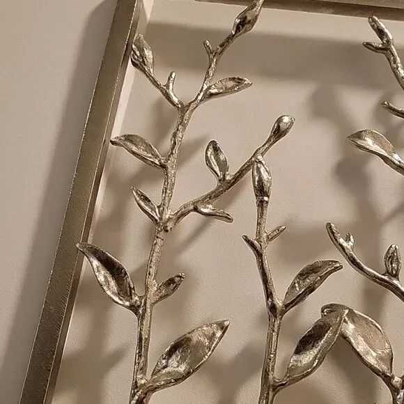 Gorgeous 3D Silver Metal Wall Art Branches  Twigs Leaves - Picture 3 of 8
